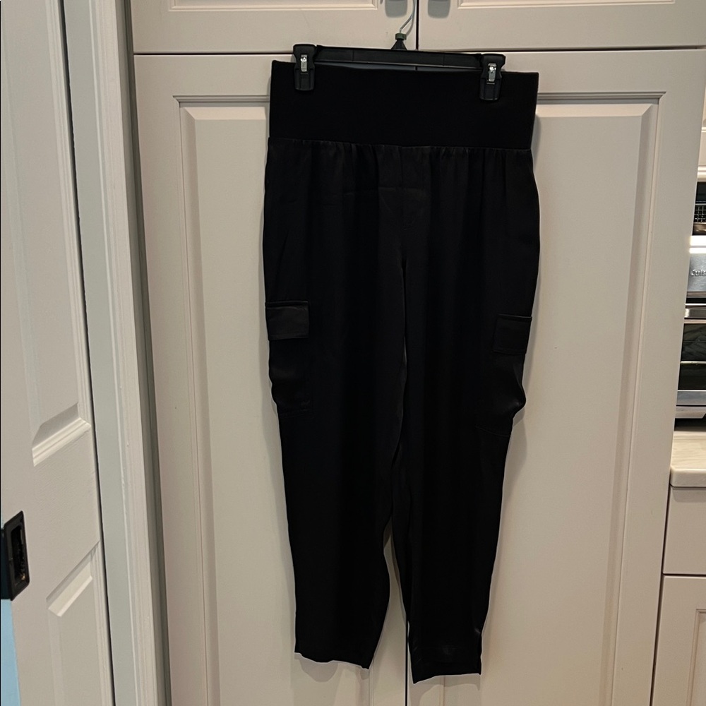 three dots Black High-Waist Cargo Joggers